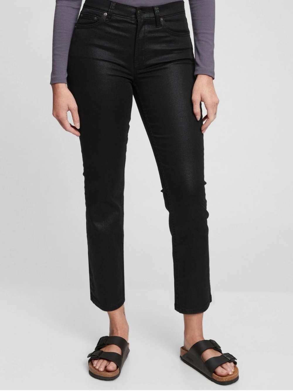 NWT GAP Women’s Black Mid Rise Slim Coated Jeans Size 33 SHORT / 16 SHORT Plus